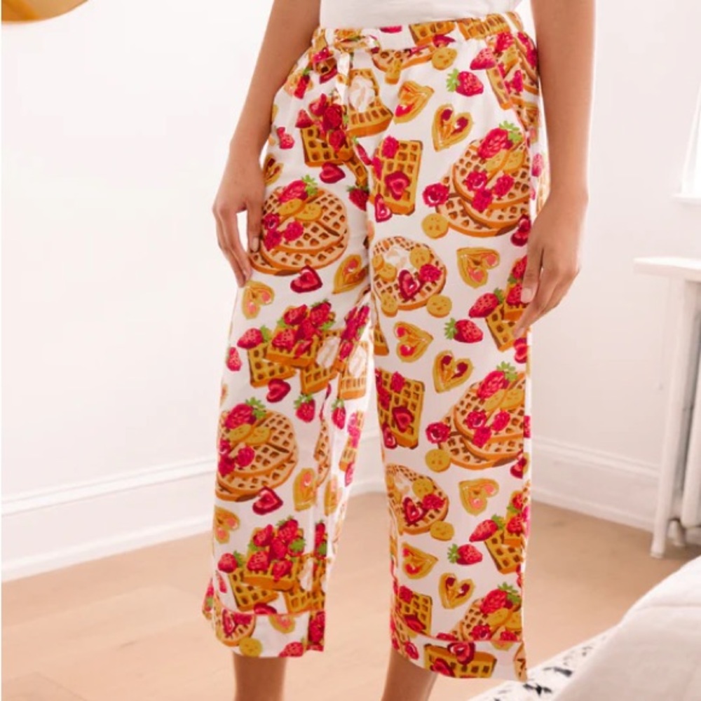 Printfresh Waffles in Bed Cropped Pant Pajamas
